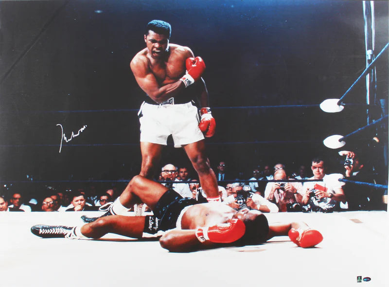 Muhammad Ali Signed Boxing Canvas Size 24″ x 36″ with PSA COA